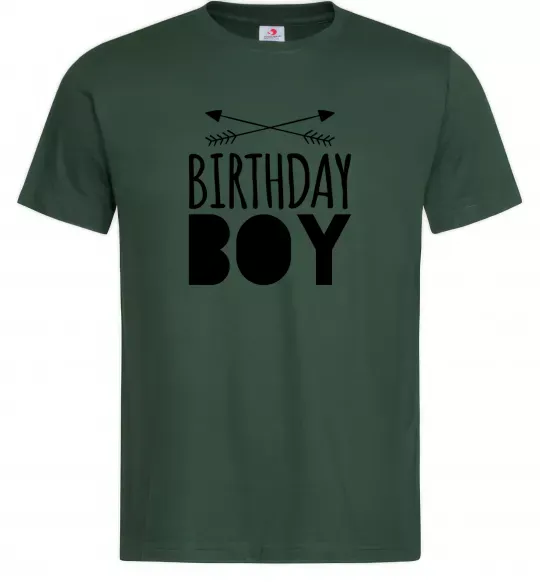 Мужская футболка Birthday boy boho Темно-зеленый фото