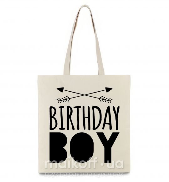 Еко-сумка Birthday boy boho Бежевий фото