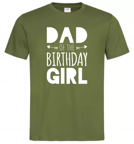 Мужская футболка Dad of the birthday girl Оливковый фото
