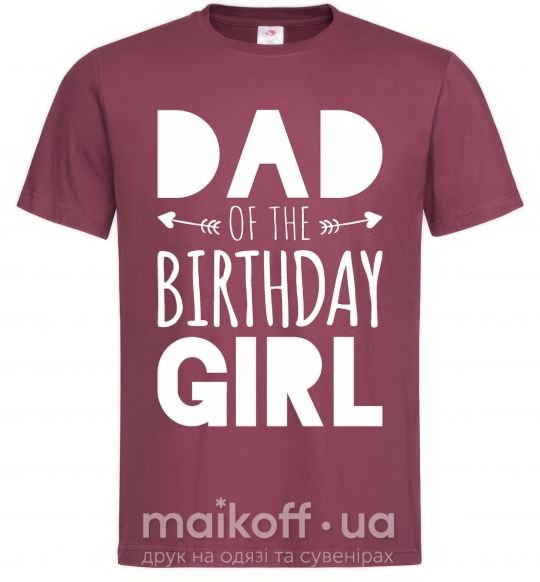 Чоловіча футболка Dad of the birthday girl Бордовий фото
