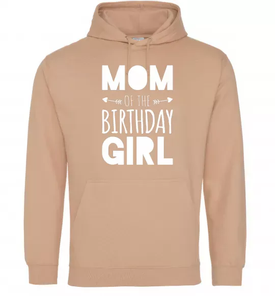 Женская толстовка (худи) Mom of the birthday girl Песочный фото