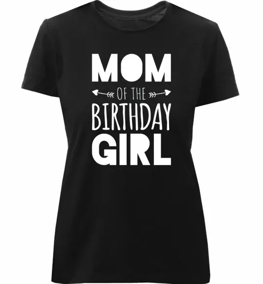 Женская премиум футболка Mom of the birthday girl Черный фото