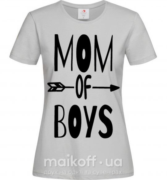 Женская футболка Mom of boys Серый фото