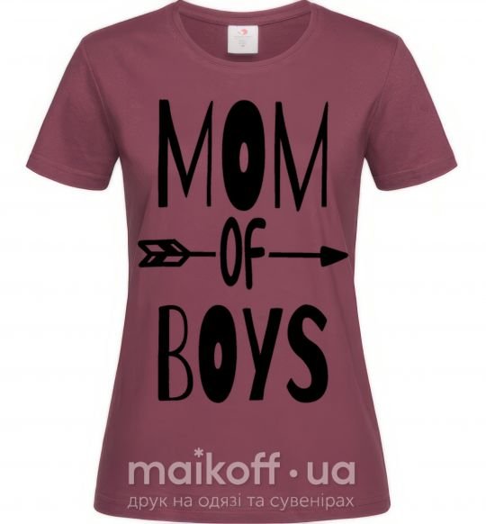 Жіноча футболка Mom of boys Бордовий фото