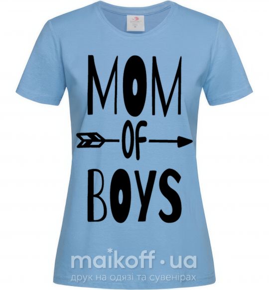 Жіноча футболка Mom of boys Блакитний фото