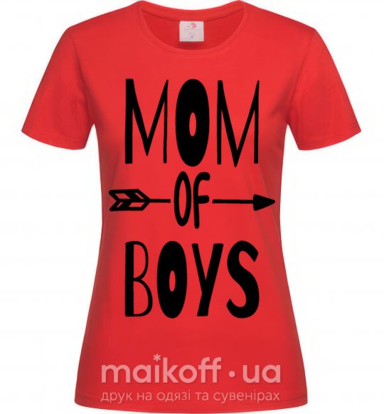 Женская футболка Mom of boys Красный фото