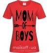 Женская футболка Mom of boys Красный фото