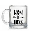 Чашка стеклянная Mom of boys Прозрачный фото