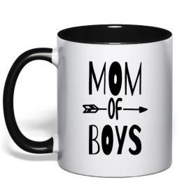 Чашка с цветной ручкой Mom of boys Чашка с цветной ручкой Mom of boys