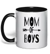 Чашка з кольоровою ручкою Mom of boys Чорний Чашка з кольоровою ручкою Mom of boys Чорний фото