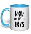 Чашка з кольоровою ручкою Mom of boys Блакитний Чашка з кольоровою ручкою Mom of boys Блакитний фото