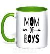 Чашка з кольоровою ручкою Mom of boys Зелений фото