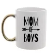 Чашка з кольоровою ручкою Mom of boys Золото Чашка з кольоровою ручкою Mom of boys Золото фото