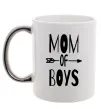 Чашка з кольоровою ручкою Mom of boys Срібло Чашка з кольоровою ручкою Mom of boys Срібло фото