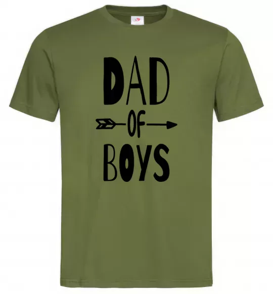 Мужская футболка Dad of boys Оливковый фото