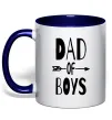 Чашка з кольоровою ручкою Dad of boys Глибокий темно-синій фото