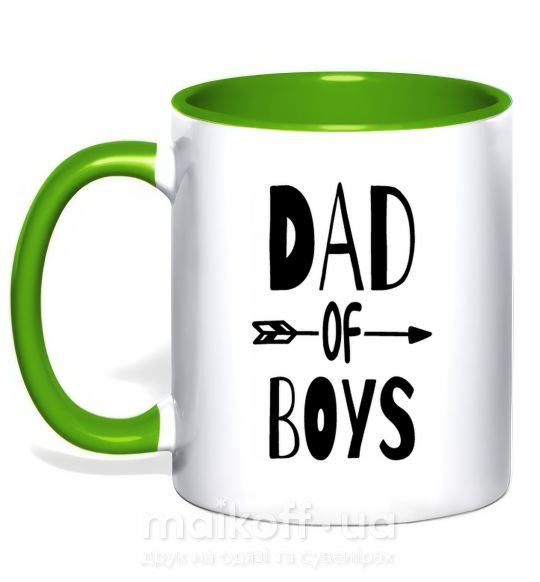 Чашка с цветной ручкой Dad of boys Зеленый фото