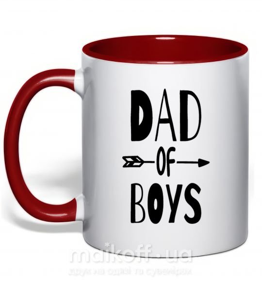 Чашка з кольоровою ручкою Dad of boys Червоний фото