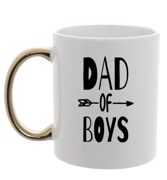 Чашка з кольоровою ручкою Dad of boys Золото фото