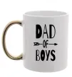 Чашка з кольоровою ручкою Dad of boys Золото фото