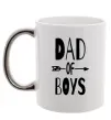 Чашка з кольоровою ручкою Dad of boys Срібло фото