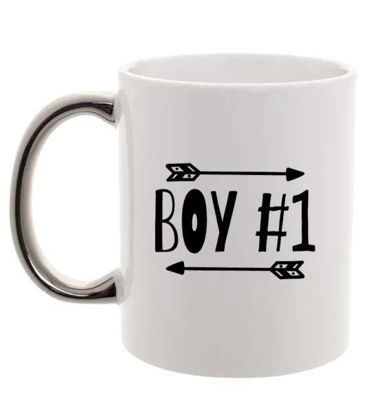 Чашка з кольоровою ручкою Boy 1 Срібло фото