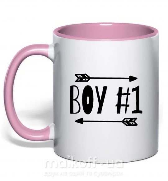 Чашка з кольоровою ручкою Boy 1 Ніжно рожевий фото