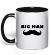 Чашка з кольоровою ручкою Big man mustache Чорний фото