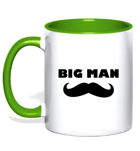 Чашка з кольоровою ручкою Big man mustache Лаймовий фото