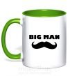 Чашка с цветной ручкой Big man mustache Зеленый фото