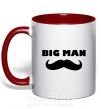 Чашка с цветной ручкой Big man mustache Красный фото