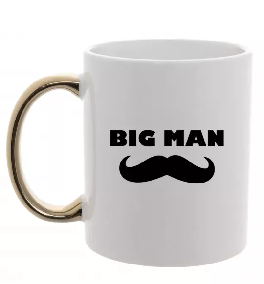 Чашка с цветной ручкой Big man mustache Золото фото