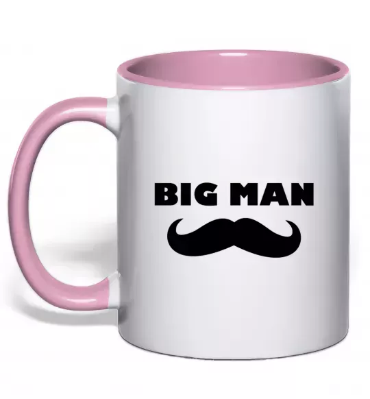 Чашка с цветной ручкой Big man mustache Нежно розовый фото