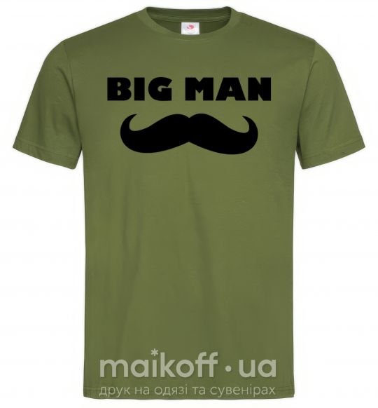 Мужская футболка Big man mustache Оливковый фото