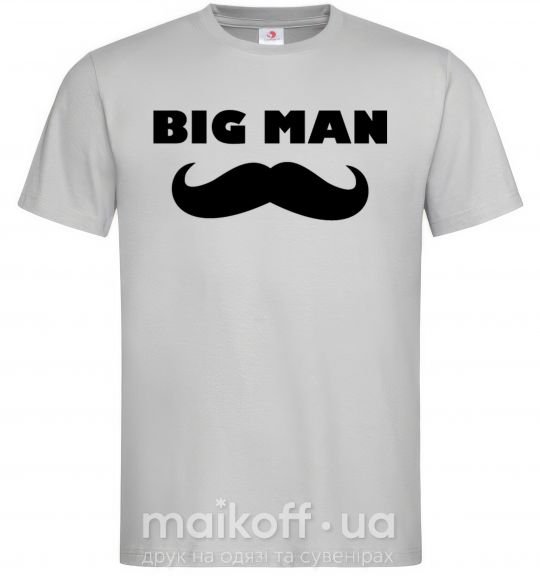 Мужская футболка Big man mustache Серый фото