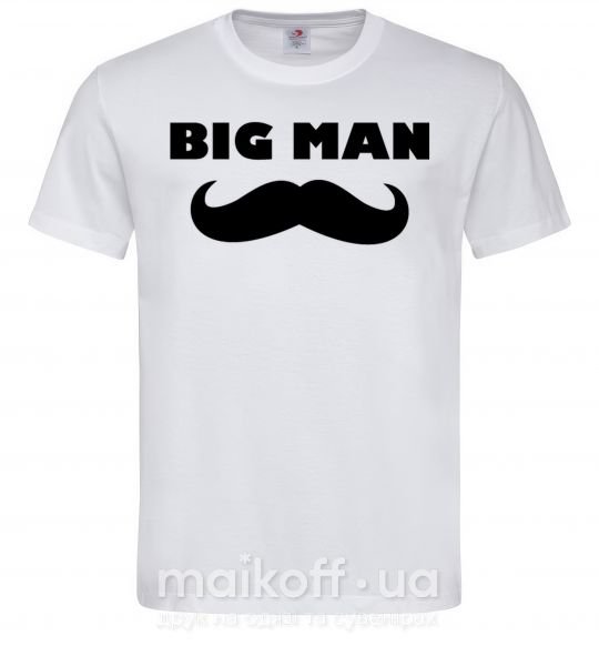 Мужская футболка Big man mustache Белый фото