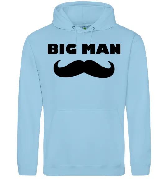 Чоловіча толстовка (худі) Big man mustache Блакитний фото