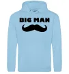 Чоловіча толстовка (худі) Big man mustache Блакитний фото