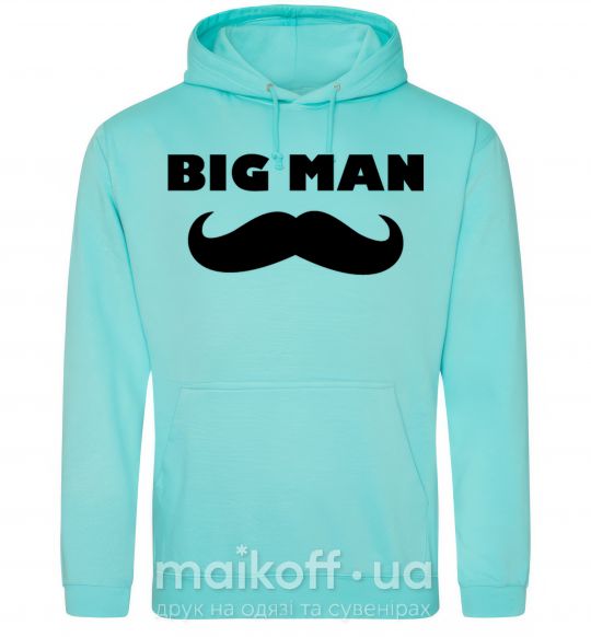 Мужская толстовка (худи) Big man mustache Мятный фото