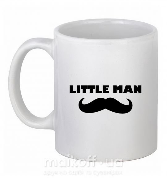 Чашка керамічна Little man mustache Білий фото
