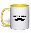 Чашка з кольоровою ручкою Little man mustache Сонячно жовтий фото