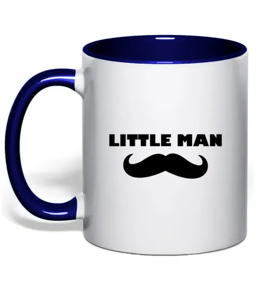 Чашка з кольоровою ручкою Little man mustache Глибокий темно-синій фото