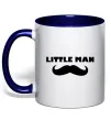 Чашка з кольоровою ручкою Little man mustache Глибокий темно-синій фото