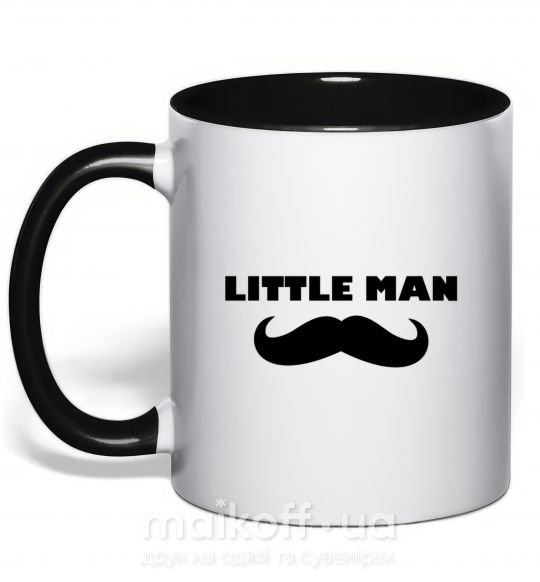 Чашка з кольоровою ручкою Little man mustache Чорний фото