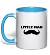Чашка з кольоровою ручкою Little man mustache Блакитний фото