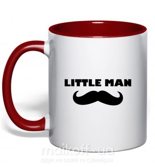 Чашка з кольоровою ручкою Little man mustache Червоний фото