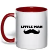 Чашка з кольоровою ручкою Little man mustache Червоний фото