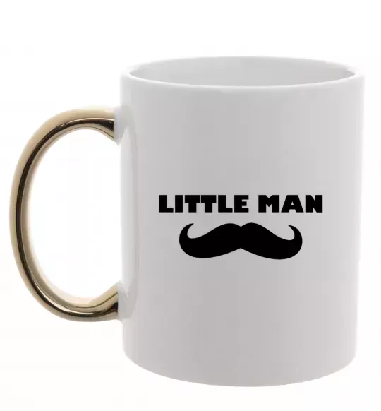 Чашка з кольоровою ручкою Little man mustache Золото фото