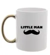 Чашка з кольоровою ручкою Little man mustache Золото фото