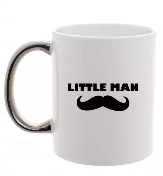 Чашка з кольоровою ручкою Little man mustache Срібло фото